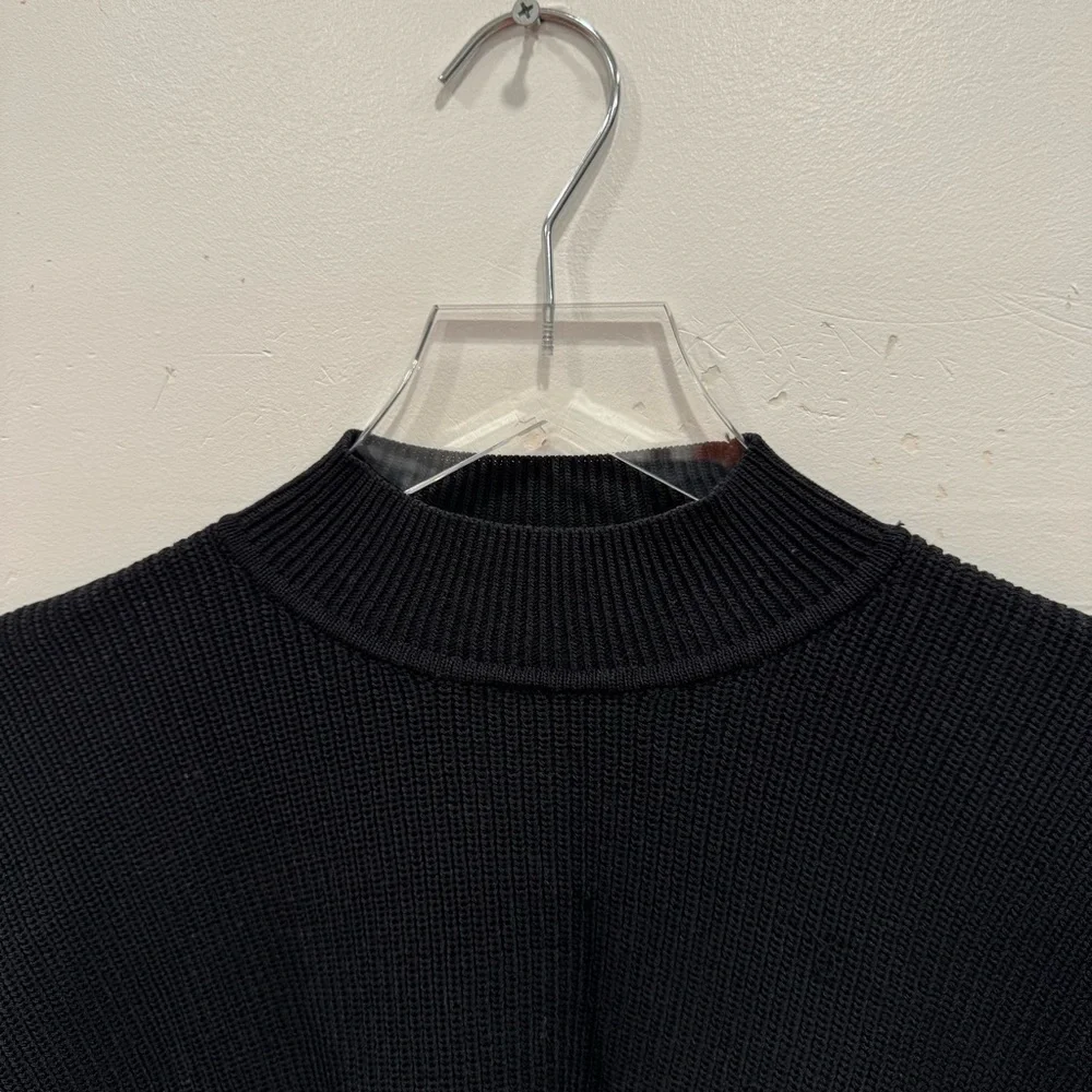 Aritzia Wilfred Black Knit Crop Sweater High Neck Wide Sleeve Size 1